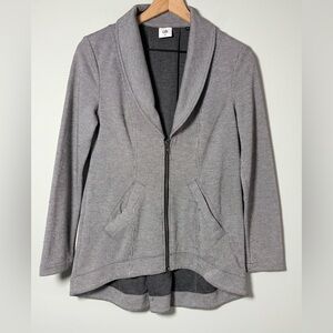 CAbi Drop Off Zip Back Gray Striped Jacket Blazer